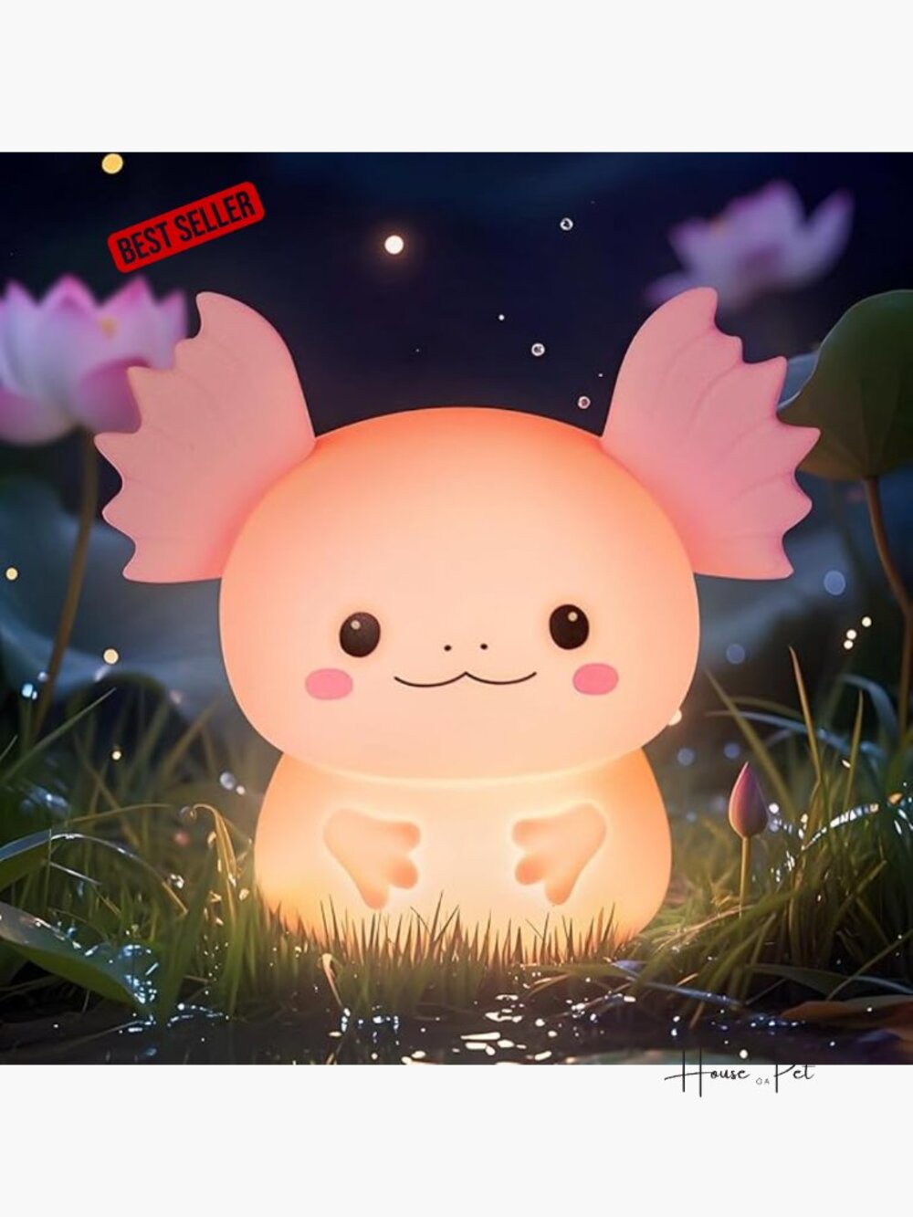 Axolotl Night Light, Rechargeable LED Silicone Lamp 7 Colors Touch Control
